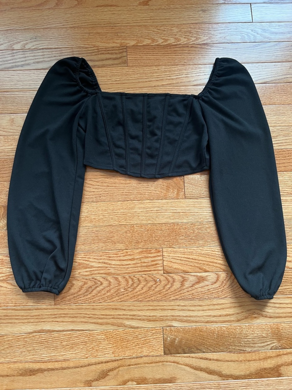 SHEIN Black Long Sleeve Crop Top - Size Small